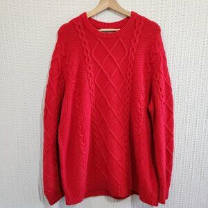 Old Navy Plus Size Red Cable Knit So Soft Long Sleeve Crewneck Sweater XXXL
